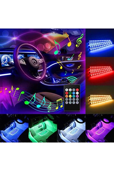 Elindor ® Car Interior Lights, 4 LED Strips, Wireless Control, 8 RGB Colors