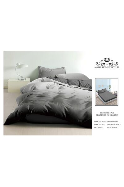 OEM 4-Piece Elastic Bed Linen Set, UNI Wave Pattern 180x200cm with 2 Pillowcases Included