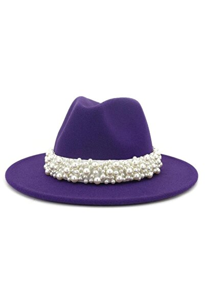 Pursehuit Pălărie de damă, violet, cu perle, Olinda