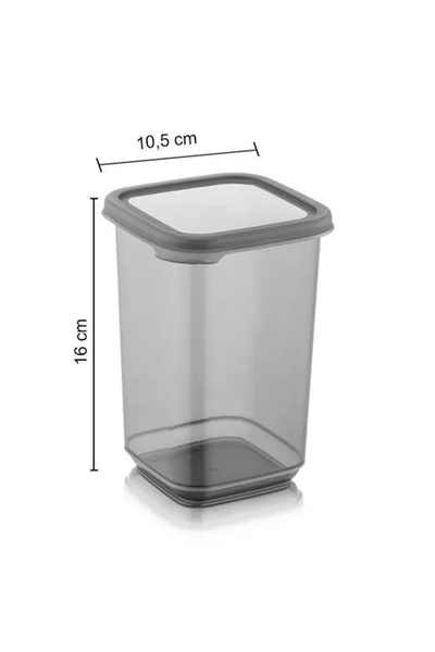 Meleni Home 1 Square Storage Container with Lid - Airtight Food Storage Container for Flour, Sugar, Legumes, 1100 ml Anthracite