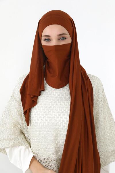 Aisha's Design Neck-Covering Veil Featuring Combed Cotton Boned Shawl, Ps-58