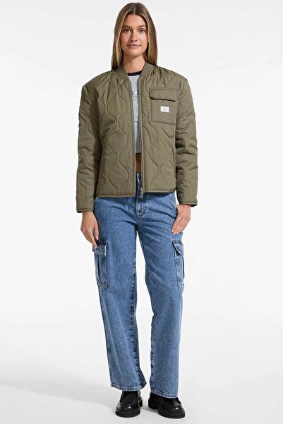 Guess Kadın Mont Quilted Cepli Fermuarlı - Haki