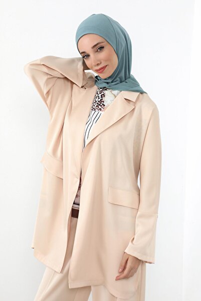 Aisha's Design Chiffon Hooded Combed Cotton Bonnet with Neck Covering Feature, B-95, Dark Mint - Çağla Yeşili