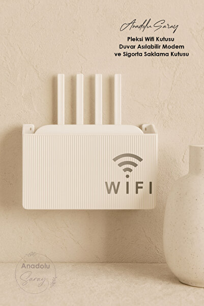 Anadolu Saray Pleksi Wifi Kutusu | Duvar Asılabilir Modem ve Sigorta Saklama Kutusu – Minimalist Dekoratif Tasarım