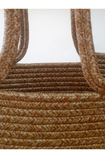 AZR HOME DESİGN Natural Jute Rope Straw Short Handle Bag Beach Bag Daily Bag 22X42 cm