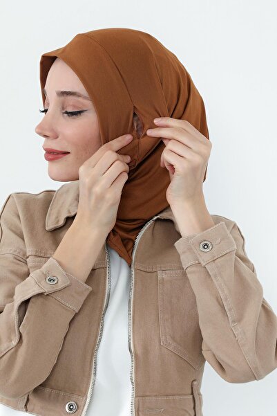 Aisha's Design Χτενισμένο βαμβακερό καπό με προστασία λαιμού και θύρα για ακουστικά, B-94, Σκούρο μουστάρδα