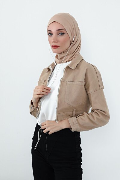 Aisha's Design Χτενισμένο βαμβακερό καπό με λειτουργία κάλυψης λαιμού και θύρα για ακουστικά, B-94, καφέ γαλακτώδης