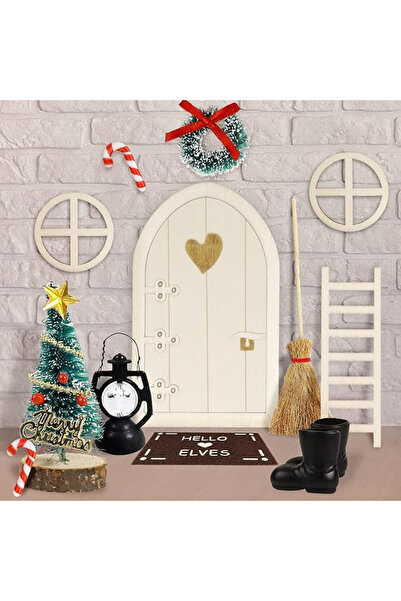 AivaToba Set de 13 accesorii pentru pitici de Crăciun, lemn/plastic, multicolor