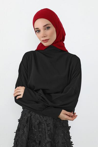 Aisha's Design Chiffon Hooded Combed Cotton Bonnet with Neck Covering Feature, B-95, Burgundy - Burgundy