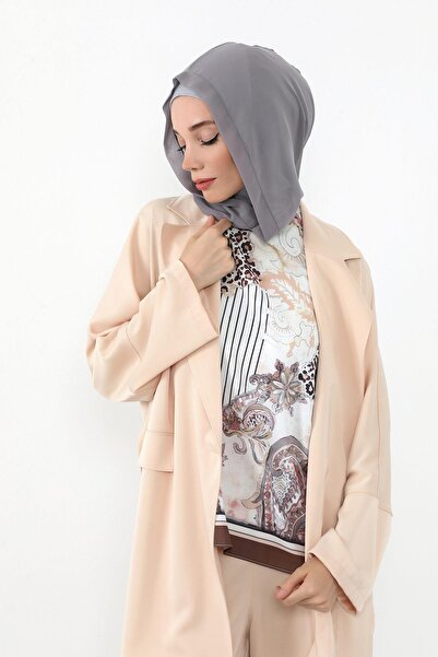 Aisha's Design Chiffon Hooded Combed Cotton Bonnet with Neck Covering Feature, B-95, Gray 2 - Gray