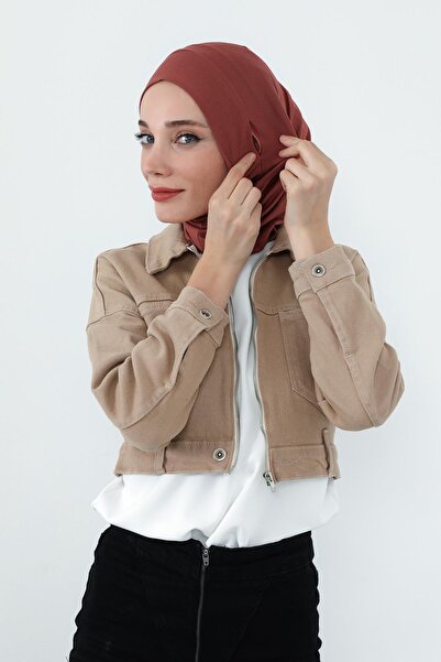 Aisha's Design Combed Cotton Bonnet with Neck Covering Feature and Headphone Opening, B-94, Cinnamon