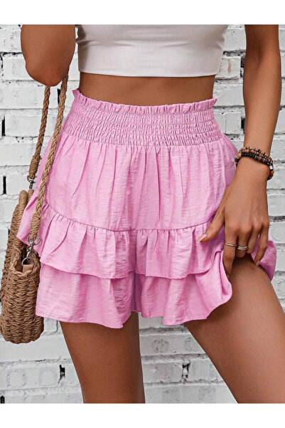 La Saade Cotton Candy Skort- تنورة قصيرة ذات كشكشة باللون الوردي