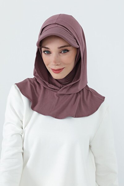 Aisha's Design Combed Cotton Women's Ready-Made Bonnet with Visor and Concealer Feature, B-88P, Dusty Rose