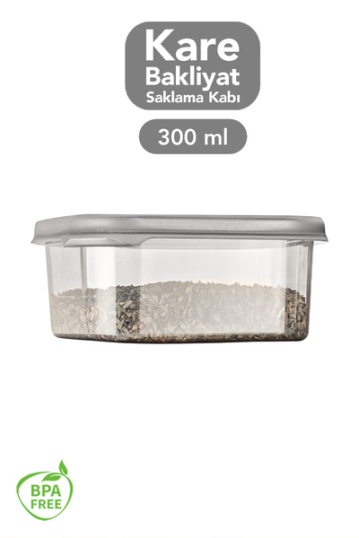 Meleni Home 1 Square Storage Container with Lid - Airtight Food Sugar Spice Storage Container 300 ml Anthracite