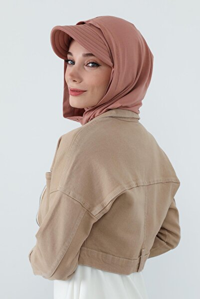 Aisha's Design Combed Cotton Women's Ready-Made Bonnet with Visor and Concealer Feature, B-88P, Cappuccino