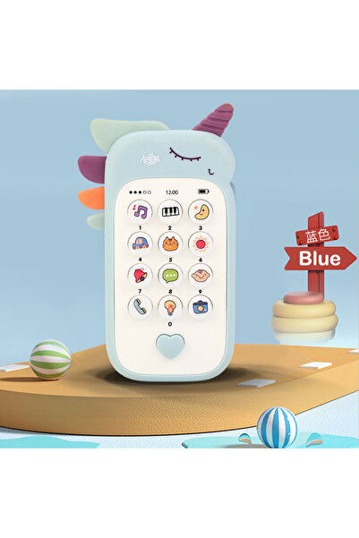 Choice6 لعبة هاتف للأطفال باللون الأزرق مع موسيقى وصوت وهاتف للنوم مع عضاضة و...