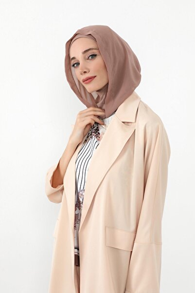 Aisha's Design Chiffon Hooded Combed Cotton Bonnet with Neck Covering Feature, B-95, Mink - Dark Mink