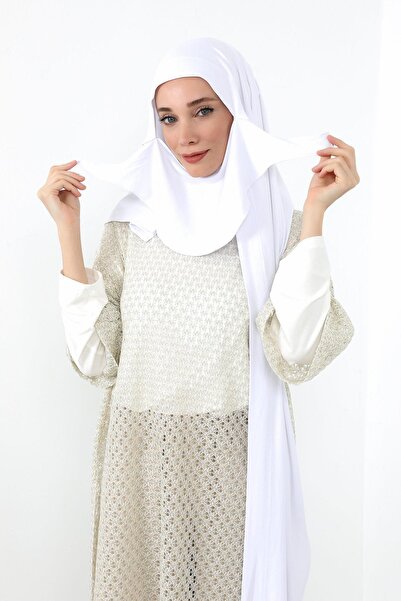 Aisha's Design Σάλι από χτενισμένο βαμβάκι με πέπλο που καλύπτει το λαιμό, PS-58, Λευκό