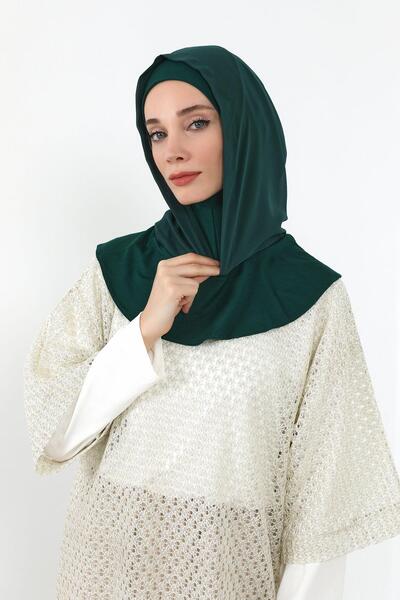 Aisha's Design Chiffon Hooded Combed Cotton Bonnet with Neck Covering Feature, B-95, Green
