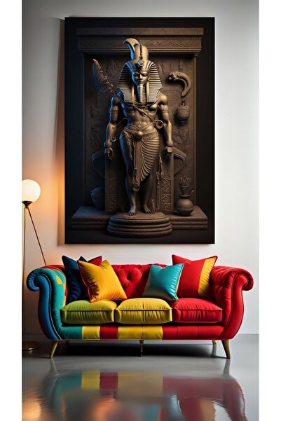 özkacar ANTİK MISIR FİRAVUN HEYKELİ Ev Duvar Salon Güzellik Salonu Ofis Dükkan Dekarasyon Kanvas Tablo