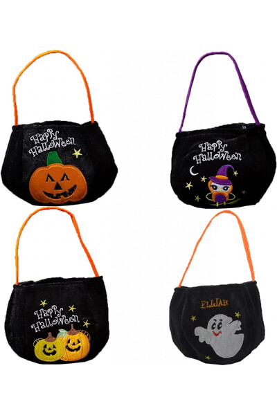 LXGKREL Set de 4 pungi de Halloween Lxgkrel, textil, multicolor, 15 x 20 cm