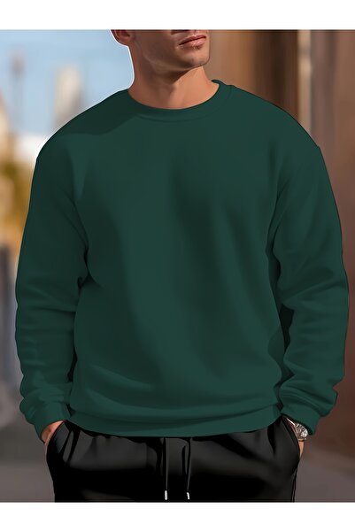 Leader leather Unisex Sıfır Yaka Sweatshirt – 2 İplik Şardonlu Pamuk Polyeste...