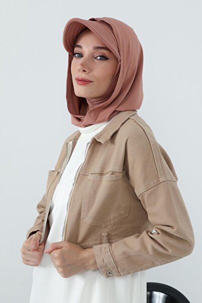 Aisha's Design Combed Cotton Women's Ready-Made Bonnet with Visor and Concealer Feature, B-88P, Cappuccino