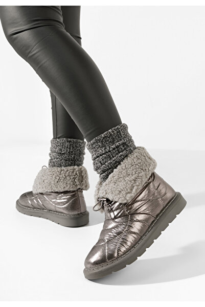 B T Shoes Kendra women's silver ankle boots