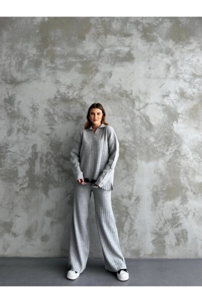 ZF BUTİK Women's Ribbed Knitwear Double Set