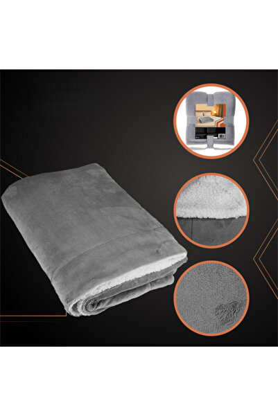 zola Fluffy blanket, 150 x 200 cm, warm and comfortable, polyester, dark gray/white