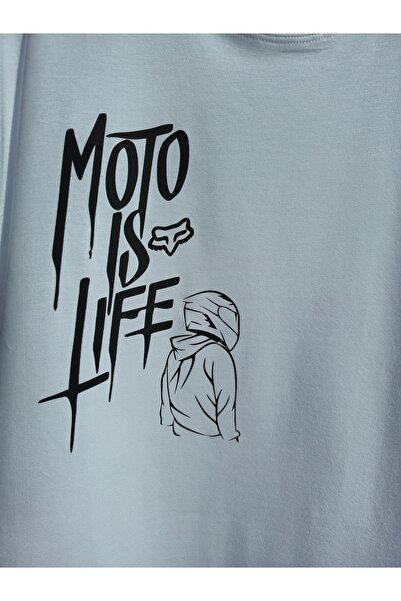 Hmd Men's White Moto Is Life Motorcyclist Printed Cotton Crew Neck T-Shirt