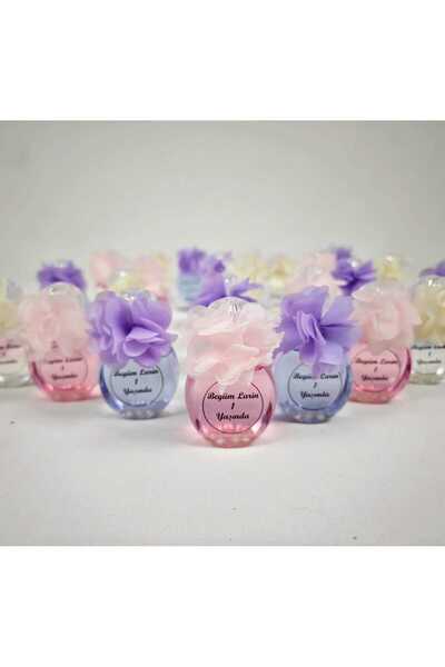 Bebek 1 yaş ve nişan hediyeliği cam görünümlü renkli kolonya şişeleri 8 adet
