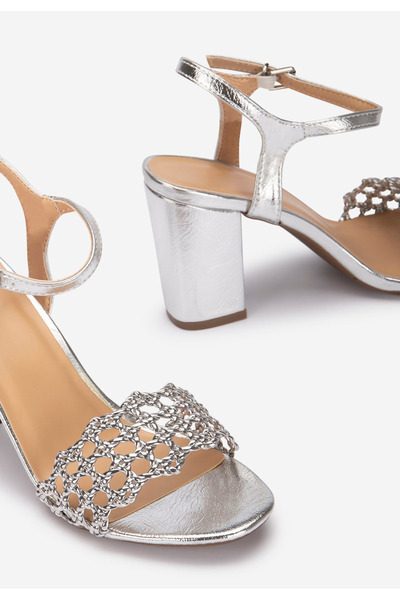 B T Shoes Stribrné elegantní dámské sandály Keys V2