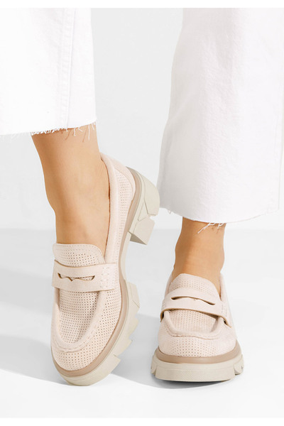 B T Shoes Béžové dámské letní mokasíny Lerina V2