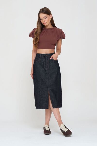 Pantamo Women's Jean Skirt in Navy