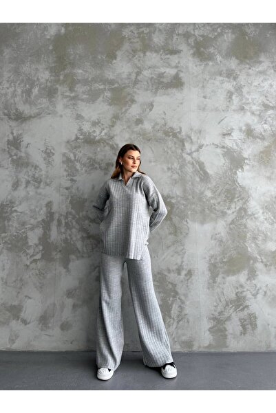 ZF BUTİK Women's Ribbed Knitwear Double Set