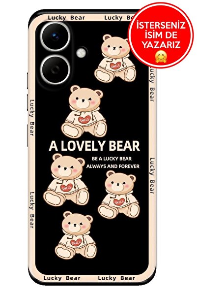 TECNO Spark Go2 Lüks Kılıf Rubber Esnek Silikon Tam Koruma Smile Bear