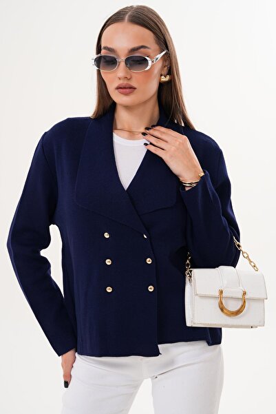 ŞİMAL Women's Button Closure High Neck Cardigan 255093 -