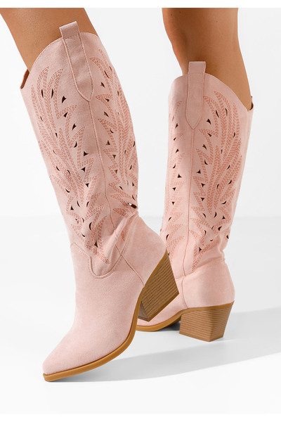 B T Shoes Růžové dámské kozačky Indaia V2