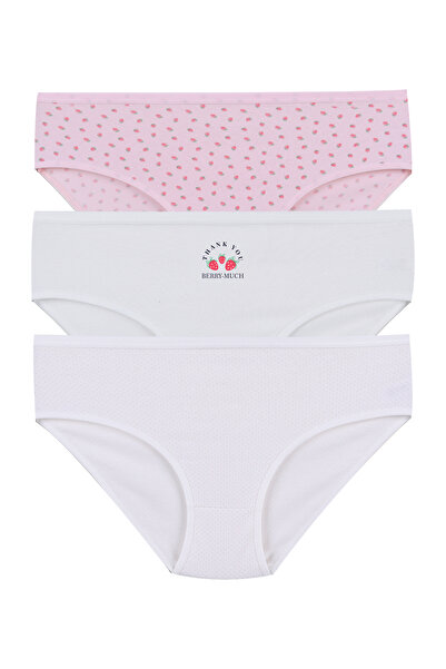 koza iç giyim 3'lü Desenli Pamuklu Yüksek Bel Bato