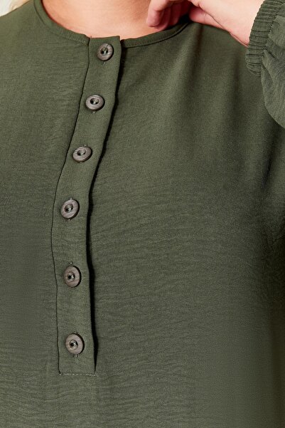 Ferace Γυναικείο φόρεμα Babanne με κουμπιά σε μεγάλο μέγεθος