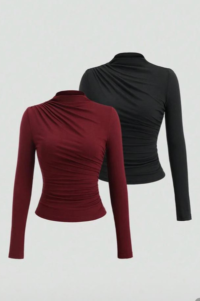 Cockatoo Γυναικεία μπλούζα ντραπέ με κορδόνια 2τμχ Sandy