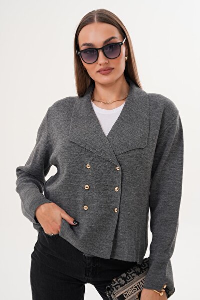 ŞİMAL Kadın Düğme Kapamalı Hakim Yaka Hırka 255093 -