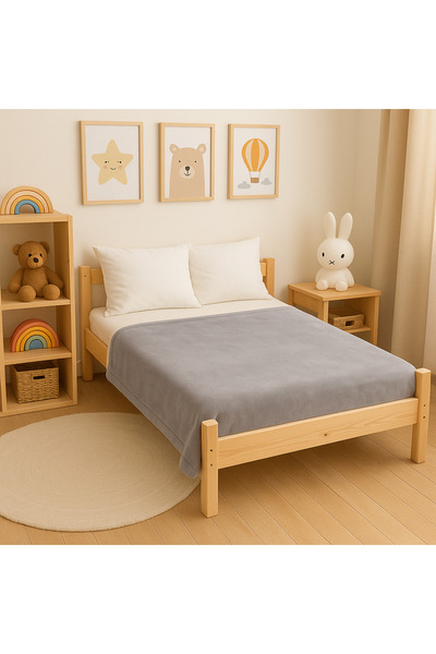 zola Fluffy blanket, size 150 x 200 cm, warm and comfortable, polyester, light grey/white