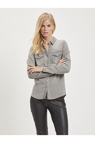 VILA Jeanshemd VIBISTA Taschen