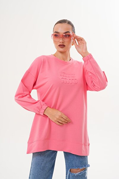 WestBound Somon Mi̇u Embossed Print Crew Neck Hijab Sweatshirt Tunic 712