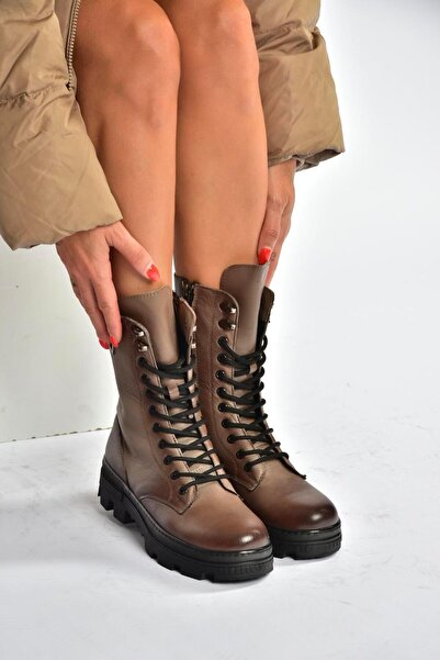 Fox Shoes V999049103 Γυναικείες μπότες από γνήσιο δέρμα βιζόν