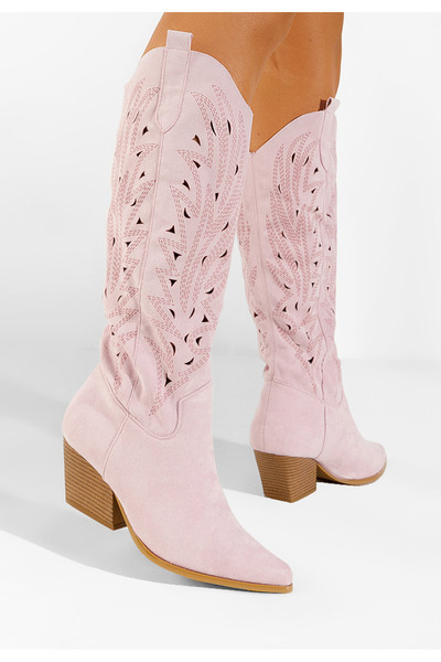 B T Shoes Fialové dámské kozačky Indaia