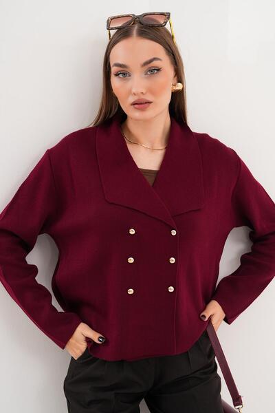 ŞİMAL Women's Button Closure High Neck Cardigan 255093 -