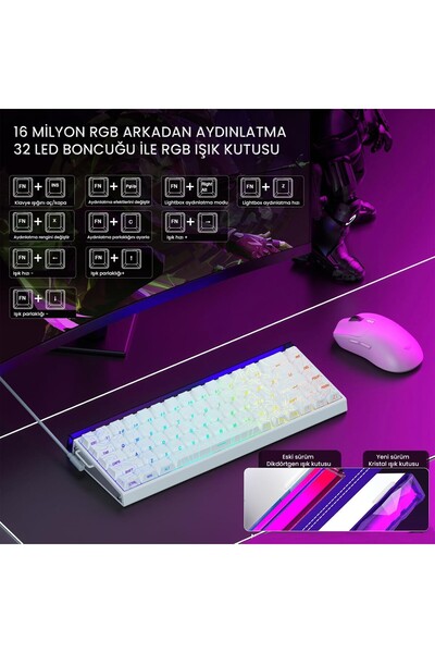 Aula Hero 68 He Manyetik Klavye Rapid Trigger Black King Switch 8000Hz RGB Neon TKL Hot Swap Oyuncu